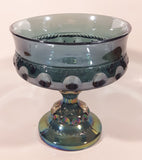 Vintage Indiana Blue Purple Iridescent Rainbow 5 1/4" Tall Carnival Glass Pedestal Style Thumbprint Compote Candy Dish