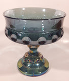 Vintage Indiana Blue Purple Iridescent Rainbow 5 1/4" Tall Carnival Glass Pedestal Style Thumbprint Compote Candy Dish