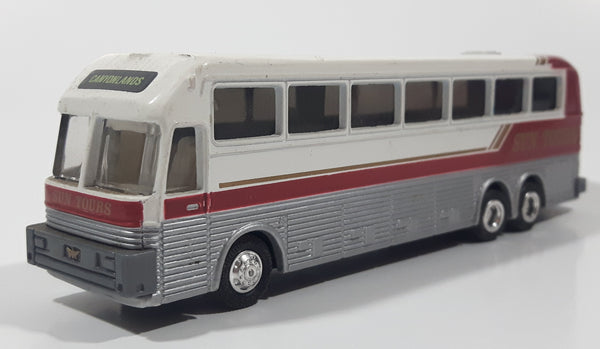 1994 Road Champs Tour Buses Eagle Coach Bus Sun Tours Canyonlands White and Red Die Cast Toy Car Vehicle