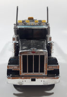 New Ray Peterbilt Heavy Duty Tow Truck Black and Chrome 1/32 Scale Die Cast Toy Car Vehicle 12 1/2" Long