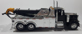 New Ray Peterbilt Heavy Duty Tow Truck Black and Chrome 1/32 Scale Die Cast Toy Car Vehicle 12 1/2" Long