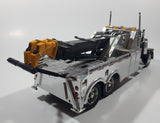 New Ray Peterbilt Heavy Duty Tow Truck Black and Chrome 1/32 Scale Die Cast Toy Car Vehicle 12 1/2" Long