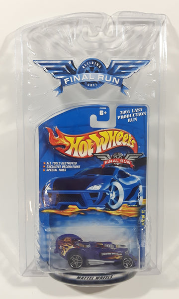 2001 Hot Wheels Final Run Skullrider Purple Die Cast Toy Car Vehicle New In Package and Card Case