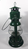 Antique Beacon 15" Tall Metal and Glass Hurricane Kerosene Oil Lantern Painted Green
