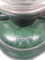 Antique Beacon 15" Tall Metal and Glass Hurricane Kerosene Oil Lantern Painted Green