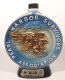 Vintage 1976 Jim Beam Kentucky Straight Bourbon Whiskey Pearl Harbor Survivors Association Keep America Alert 9 3/4" Tall Embossed Decanter Bottle