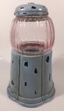 Vintage Style Light Blue with Black Spots 9 3/4" Tall Gumball Dispenser Vending Machine Ceramic and Amethyst Purple Glass Coin Bank
