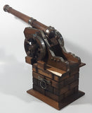 Vintage Mid Century Japanese Detailed Wood Cannon Model Bar Tool Decorative Stand