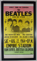 Vintage 1964 The Beatles Live On Stage First Time In Canada Vancouver British Columbia 14" x 22" Framed Music Poster