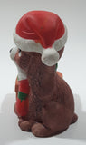 J.S.N.Y. Dog in Santa Claus Hat with Noel Stocking 3 3/4" Tall Ceramic Candle Holder