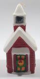 Christmas Themed Red and White Church Shaped 5" Tall Wax Candle