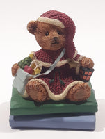 Russ Berrie Carlton Cards Bears From The Past The Story of Santa Christmas Santa Claus Bear Sitting On Books 3" Tall Resin Figurine Ornament