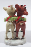 Department 56 Rudolph The Red-Nosed Reindeer with Girlfriend and Christmas Wreath 3 1/4" Tall Resin Figurine