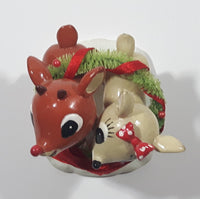 Department 56 Rudolph The Red-Nosed Reindeer with Girlfriend and Christmas Wreath 3 1/4" Tall Resin Figurine