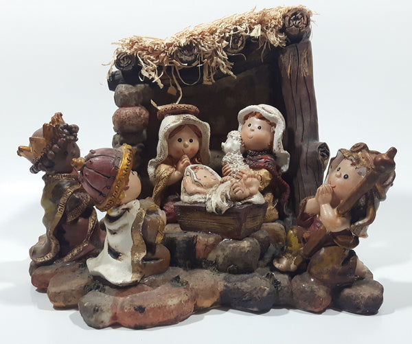 Christmas Mary Joseph Jesus Three Kings Nativity Display 8" Wide Resin Ornament