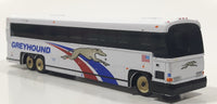 1990s Greyhound Bus White Die Cast Toy Car Vehicle with Rubber Tires