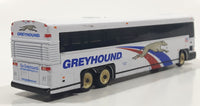 1990s Greyhound Bus White Die Cast Toy Car Vehicle with Rubber Tires