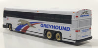 1990s Greyhound Bus White Die Cast Toy Car Vehicle with Rubber Tires