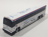 1990s Greyhound Bus 6307 White Die Cast Toy Car Vehicle with Rubber Tires