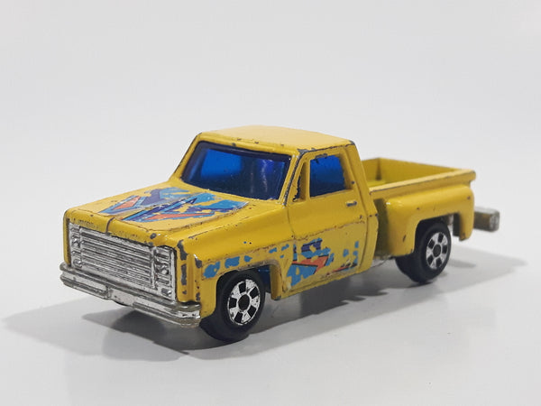 Vintage Soma Super Wheels 1973-80 Chevy Stepside Pickup Truck Yellow Die Cast Toy Car Vehicle Made in Hong Kong