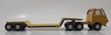 Vintage 1970s Tonka Semi Tractor Truck and Lowboy Trailer Yellow 11 1/4" Long Pressed Steel and Plastic Die Cast Toy Car Vehicle