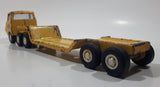 Vintage 1970s Tonka Semi Tractor Truck and Lowboy Trailer Yellow 11 1/4" Long Pressed Steel and Plastic Die Cast Toy Car Vehicle