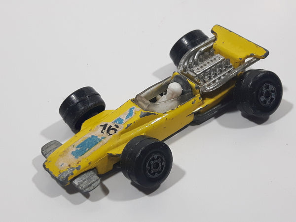 Vintage 1970 Lesney Matchbox Series No. 34 Formula 1 Yellow #16 Die Cast Toy Race Car Vehicle