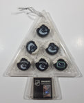 NHL Set of 6 Vancouver Canucks Snow Covered Ice Hockey Puck Shaped Christmas Tree Ornaments in Package