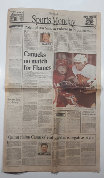 Monday December 17, 1990 Vancouver Sun Calgary Flames Theoren Fleury Newspaper (Sports Section)