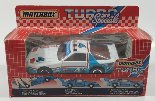 1984 Matchbox Turbo Specials TS-1 Firestone Chevrolet Camaro #4 White 1/43 Scale Die Cast Toy Race Car Vehicle New in Box