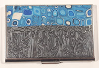 Abstract Blue Pattern Hinged Metal Cigarette Case
