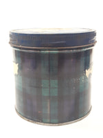 Vintage Blue and Green Plaid Pattern Tobacco Tin Metal Can