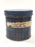 Vintage Blue and Green Plaid Pattern Tobacco Tin Metal Can
