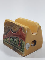Vintage San Francisco Golden Gate Bridge and Cable Car 2 5/8" Wide Glazed Ceramic Small Notepad and Pencil Holder