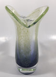 Teleflora Purple Blue with Green Speckles Jack In The Pulpit 7 3/4" Tall Art Glass Vase