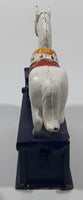 Vintage Trick Pony Horse Blue, White, and Dark Brown Cast Iron Mechanical Coin Bank