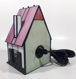 Vintage Century Classic Centuryville Pink and White Swiss Chalet Bavarian House with Green Bench 7" Tall Building Shaped Table Lamp