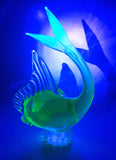 Vintage Murano Clear Blue Yellow Green Tropical Fish 9" Tall Vaseline Uranium Art Glass Ornament