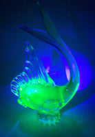 Vintage Murano Clear Blue Yellow Green Tropical Fish 9" Tall Vaseline Uranium Art Glass Ornament