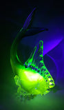 Vintage Murano Clear Blue Yellow Green Tropical Fish 9" Tall Vaseline Uranium Art Glass Ornament