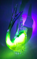Vintage Murano Clear Blue Yellow Green Tropical Fish 9" Tall Vaseline Uranium Art Glass Ornament