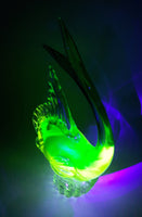 Vintage Murano Clear Blue Yellow Green Tropical Fish 9" Tall Vaseline Uranium Art Glass Ornament