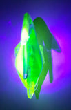Vintage Murano Clear Blue Yellow Green Tropical Fish 9" Tall Vaseline Uranium Art Glass Ornament