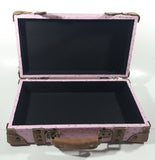 Suede Leather Pink and Brown Small Travel Briefcase Suitcase