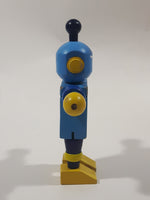 Wooden Blue Robot with Stretch Band Joints 4 3/4" Tall Toy Figure