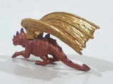 Safari Ltd Rahu Brown Copper Dragon with Gold Wings 2 1/2" Long Toy Figure