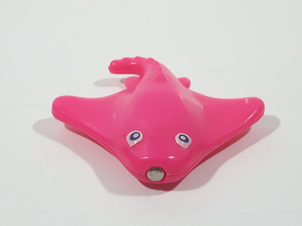 Bright Pink Manta Ray 2 1/4" Long Plastic Toy Animal Figure with Magnet Mouth