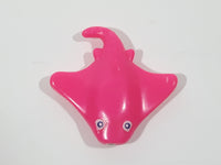 Bright Pink Manta Ray 2 1/4" Long Plastic Toy Animal Figure with Magnet Mouth