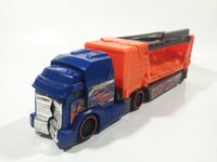 2012 Hot Wheels Crashin' Big Rig Playset Semi Truck Blue and Orange Plastic Die Cast Toy Car Vehicle Y0177
