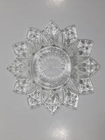 Vintage Pointed Edge Sunburst Flower Pattern 6 1/2" Depression Glass Plate Dish